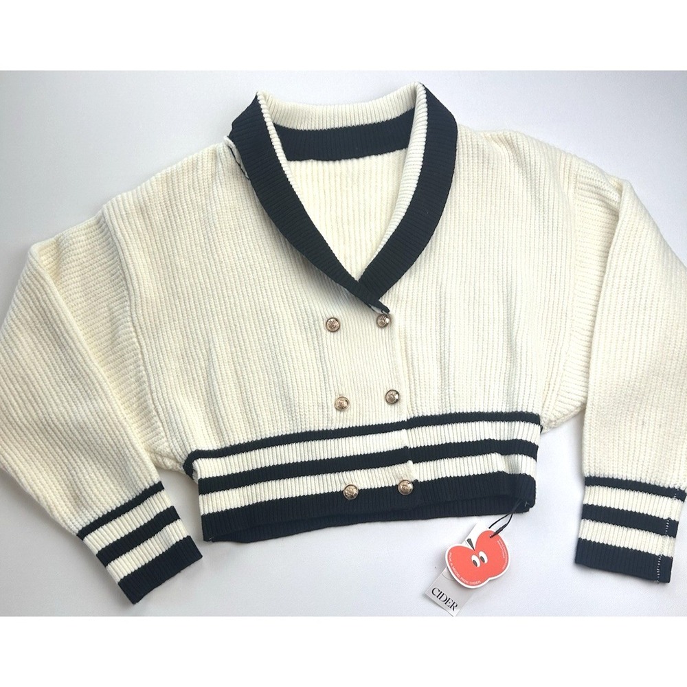 NWT Cider Preppy Academia Nautical‎ cardigan sweater size L
